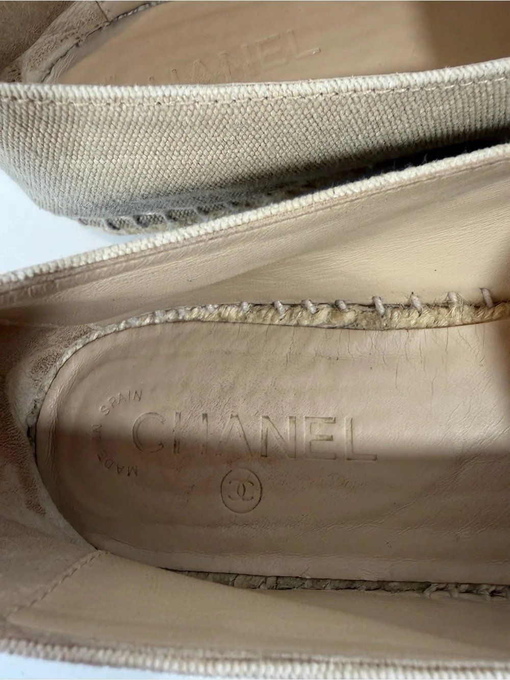 Chanel Canvas CC Logo Espadrilles - Beige & Black Cap Toe - Size 41 Us 11